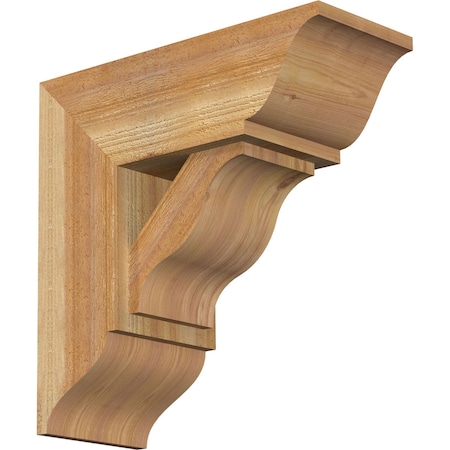 Funston Traditional Rough Sawn Bracket W/ Offset Brace, Western Red Cedar, 8W X 20D X 20H